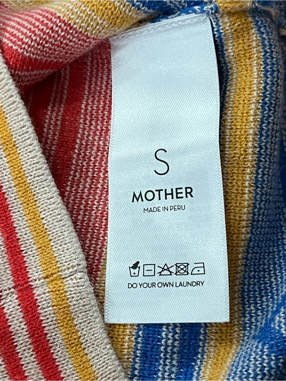 MOTHER The Itty Bitty Scoop Neck Knit Top Twin Peaks Stripe Pearl S NWT - Picture 12 of 13